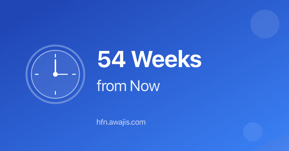 54 Weeks from Now - ~1.0 Years Calculator