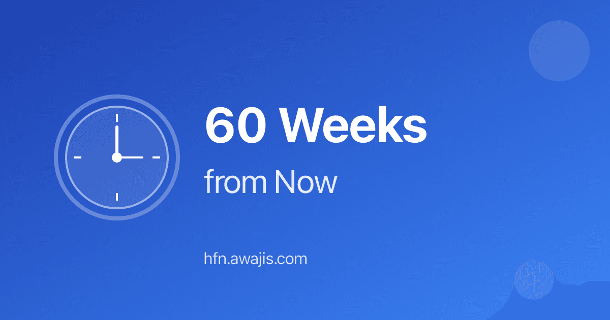 60 Weeks from Now - ~1.2 Years Calculator